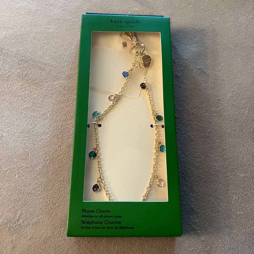 NIB Kate Spade Gold Gem Phone Charm